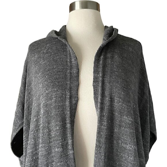 Eileen Fisher Organic Cotton Hooded Long Cardigan S/M S M Gray - Picture 2 of 6